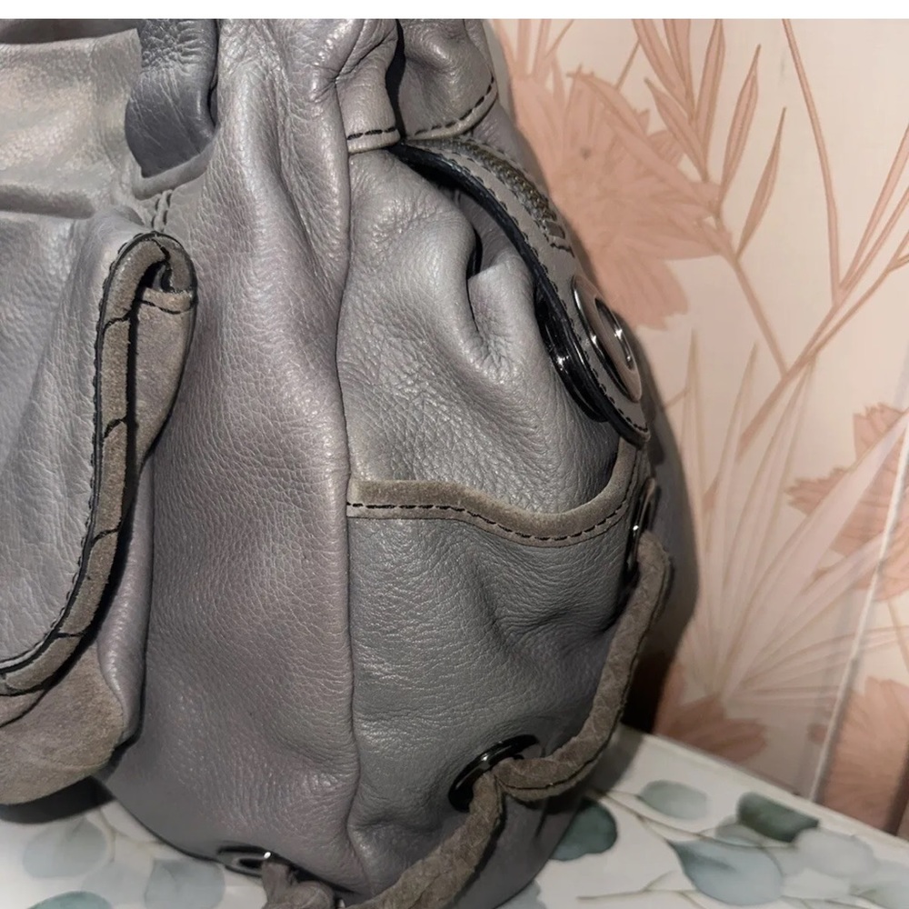 mimco vintage grey leather suede large shoulder hand bag - Picture 4 of 11